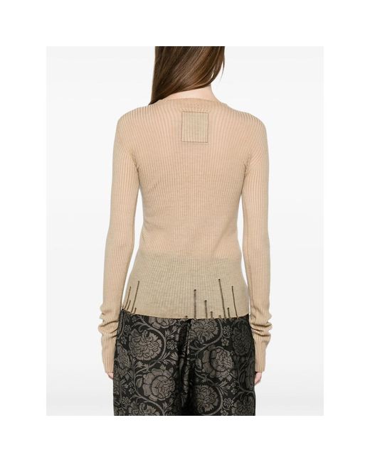 Uma Wang Natural Sweater Ribbed Wool