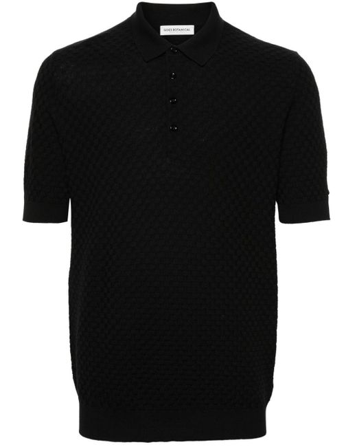 GOES BOTANICAL Black Interlock Merino Wool Polo Shirt for men