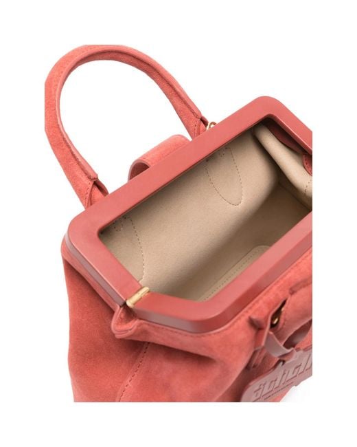 Schell Red Logo-Plaque Top-Handle Tote Bag