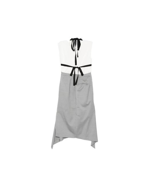 Tela Gray V-Neck Halterneck Midi Dress