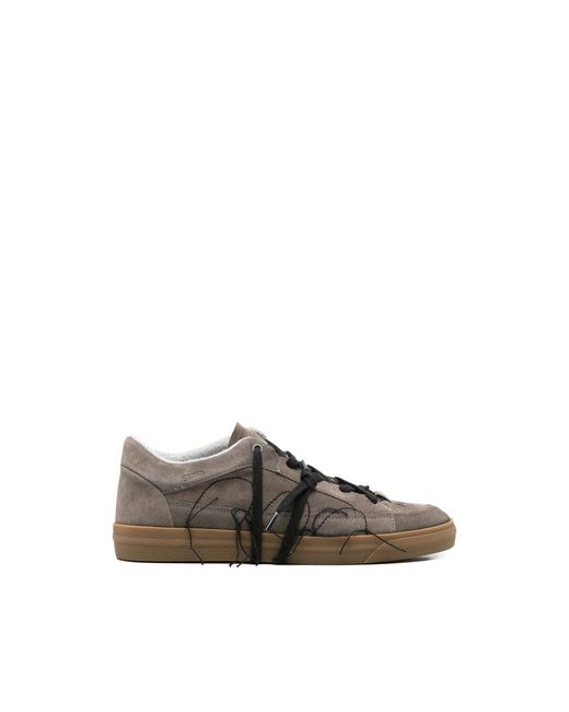 Santha Gray Love Cut Frayed Lace-Up Sneakers for men
