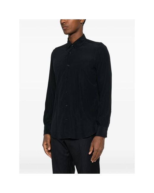 Mazzarelli Black Long-Sleeve Button-Up Shirt