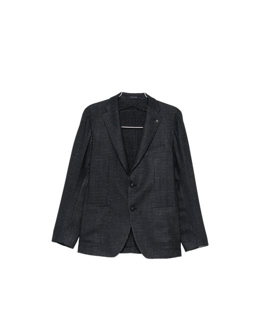 Tagliatore Blue Houndstooth Single-Breasted Blazer for men