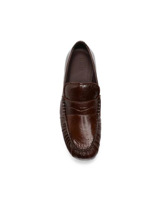 Alohas Brown Ruched Penny-Slot Loafers