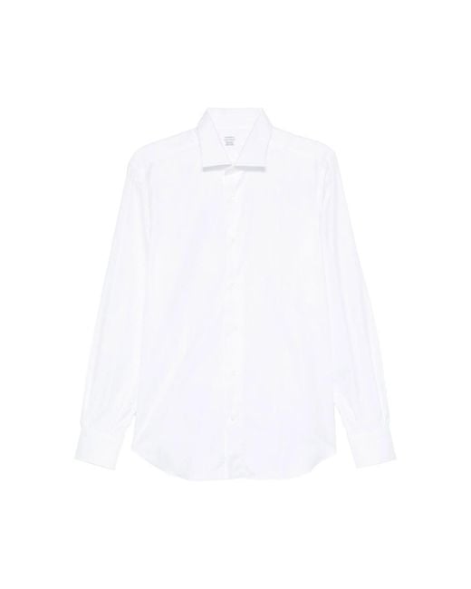 Mazzarelli White Long-Sleeve Button-Up Shirt for men