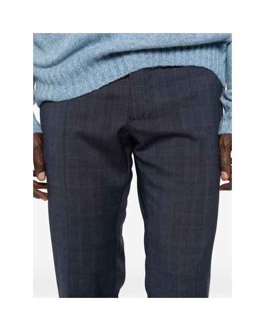 Incotex Blue Checked Trousers for men