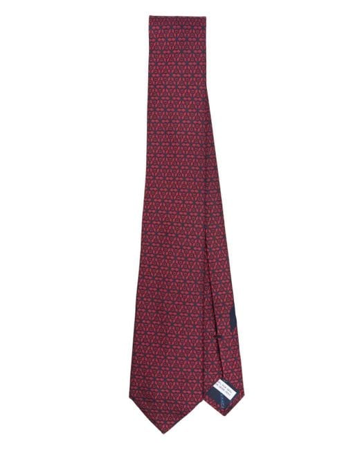 Ferragamo Purple Geometric Patterned-Jacquard Silk Tie for men