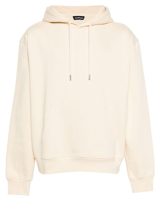 Jacquemus Natural Logo-Embroidered Cotton Hoodie
