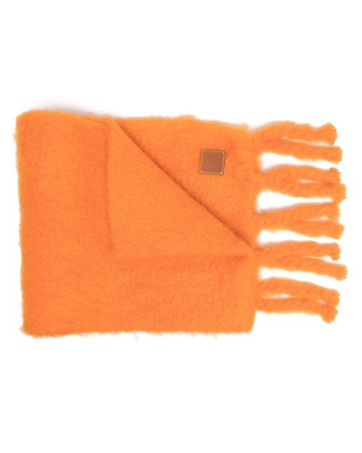 Loewe Orange Logo-patch Mohair-blend Scarf