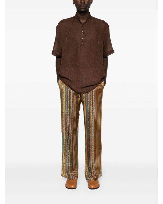 Siedres Brown Textured Fine-Knit Shirt for men