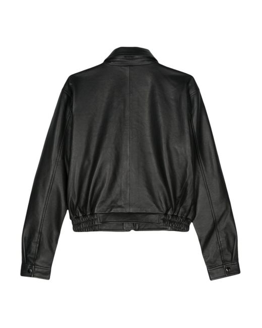 Musier Paris Black Fresca Leather Bomber Jacket