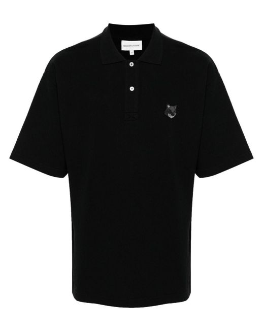 Maison Kitsuné Chillax Fox Cotton Polo Shirt in Black for Men | Lyst