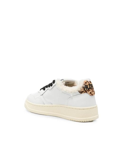 Autry White Medalist Leopard-Print Sneakers