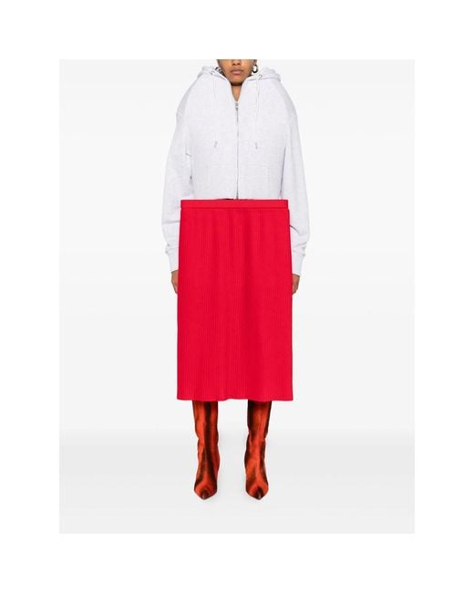 Duran Lantink Red Pleated Midi Skirt