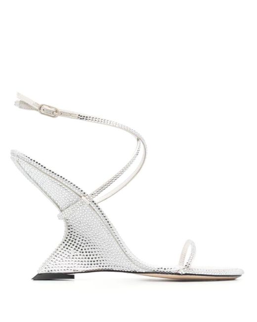 STUDIO AMELIA White 110Mm Crystal-Embellished Wedge Sandals