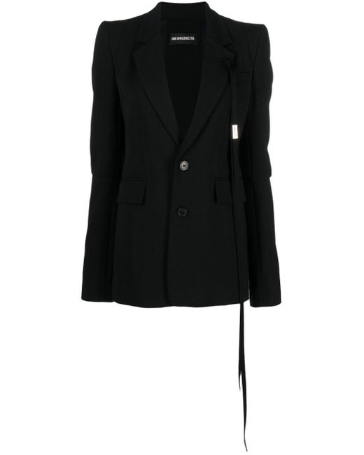 Ann Demeulemeester Black Notched-Lapels Single-Breasted Blazer