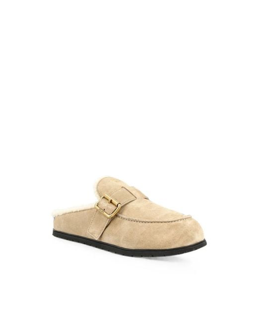 Prada Natural Suede Mules