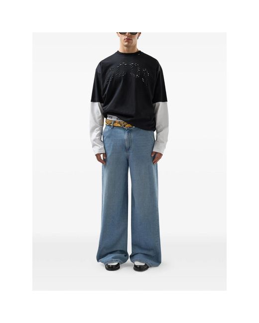 Gcds Black Logo-Lettering Oversized T-Shirt for men