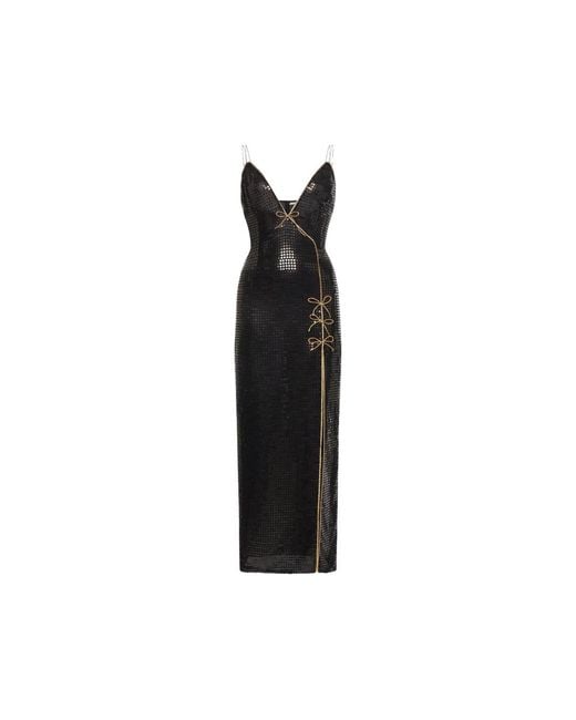 Alessandra Rich Black Sequin-Embellished Bow-Detail Dress