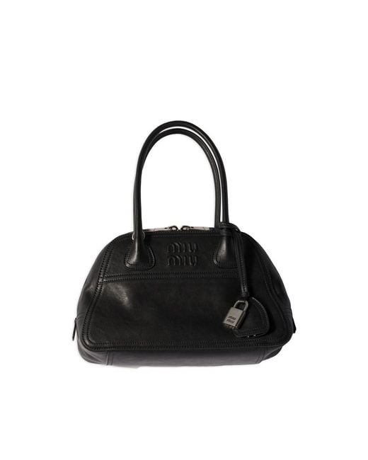 Miu Miu Black Vivant Nappa-Leather Bag