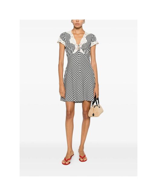 Rixo Multicolor Lacie Lace-Trim Gingham Mini Dress