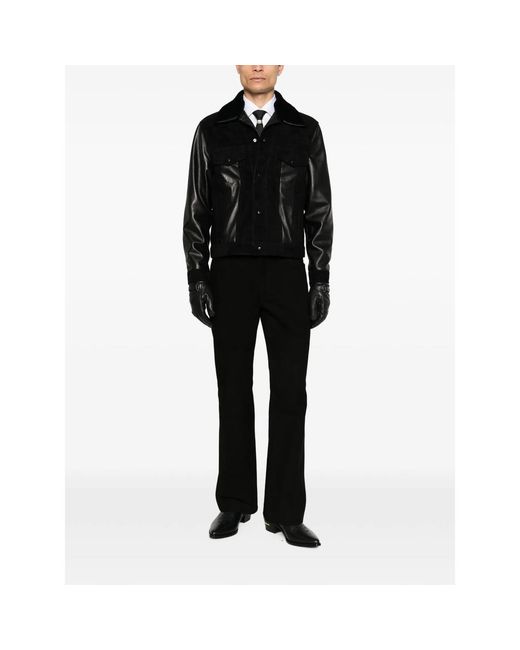 Ernest W. Baker Black Panelled Leather Jacket for men