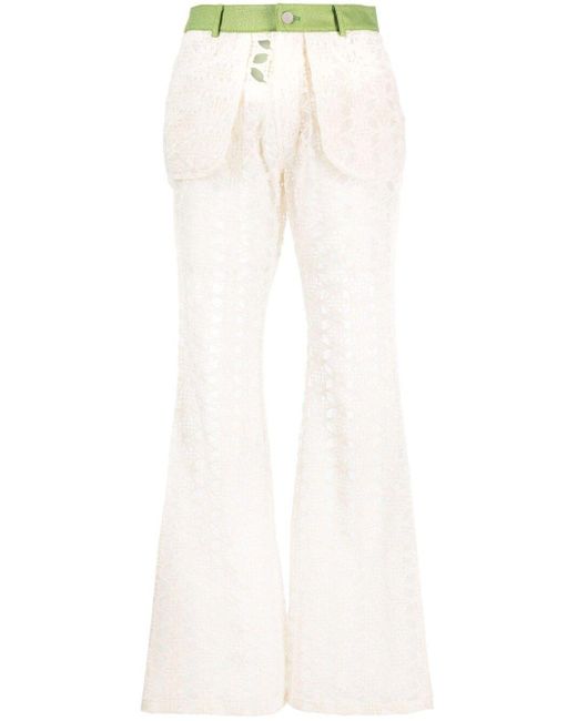 ANDERSSON BELL White Panelled Flared Trousers