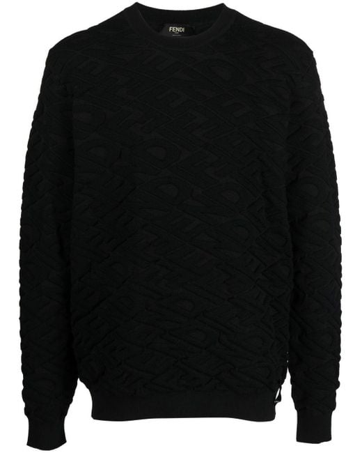 Fendi Black Embossed Logo-print Sweatshirt for men