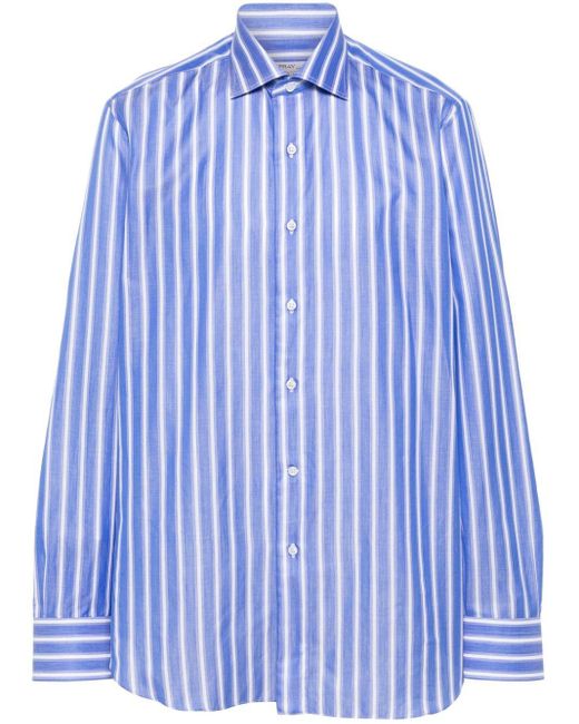 Fray Blue Striped Cotton Shirt for men