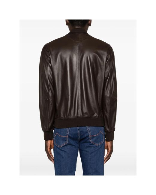 KIRED Black Buttoned Leather Jacket for men