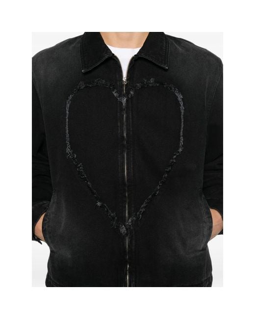 Carne Bollente Black Bad Boy, Big Heart Denim Jacket for men