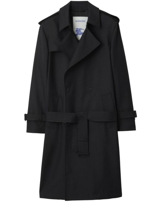 Burberry Black Double-Breasted Belted Trench Coat for men