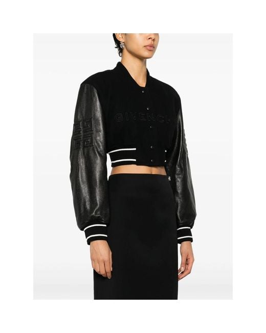 Givenchy Black Cropped Bomber Jacket