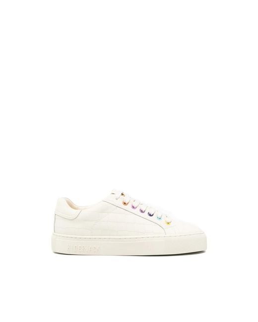 HIDE & JACK White Crocodile-Embossed Sneakers