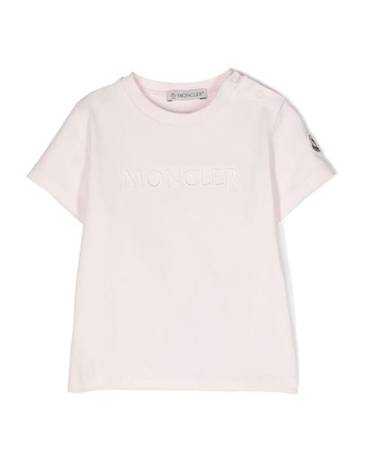 Moncler Pink Logo-Embroidered Cotton-Blend T-Shirt