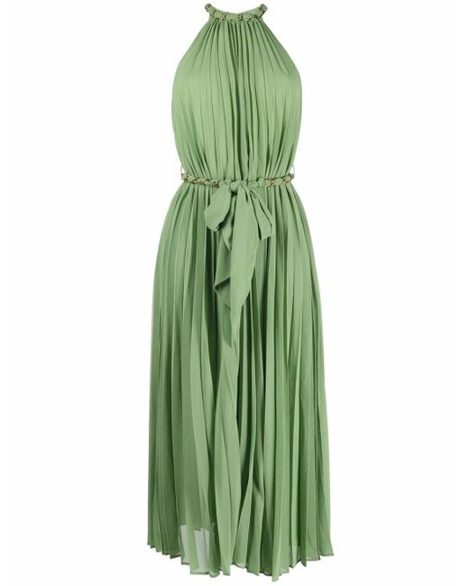 Zimmermann Synthetic Pleated Sleeveless Midi Dress in Green - Lyst