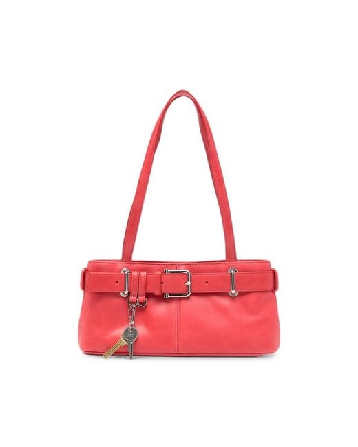 OSOI Red Mini Brocle Leather Tote Bag