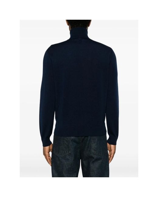 Canali Blue Sweater Virgin Wool for men