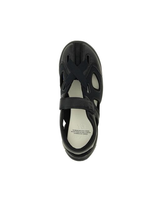 Y-3 Black Hammered-leather Trainers for men