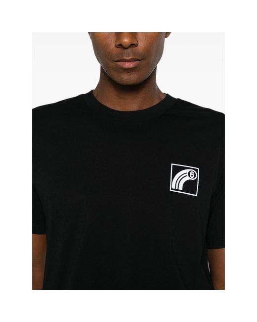 MM6 by Maison Margiela Black Logo-Print T-Shirt for men
