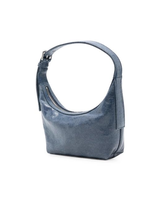 Alexander Wang Blue Crinkled-Effect Logo-Debossed Shoulder Bag
