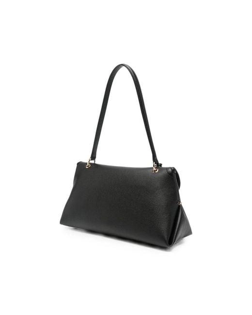 Ferragamo Black Gancini Pebbled Leather Tote Bag