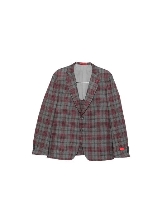 Isaia Gray Check-Pattern Notch-Lapel Blazer for men