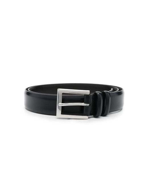 Orciani Black Leather Adjustable-Fit Belt for men