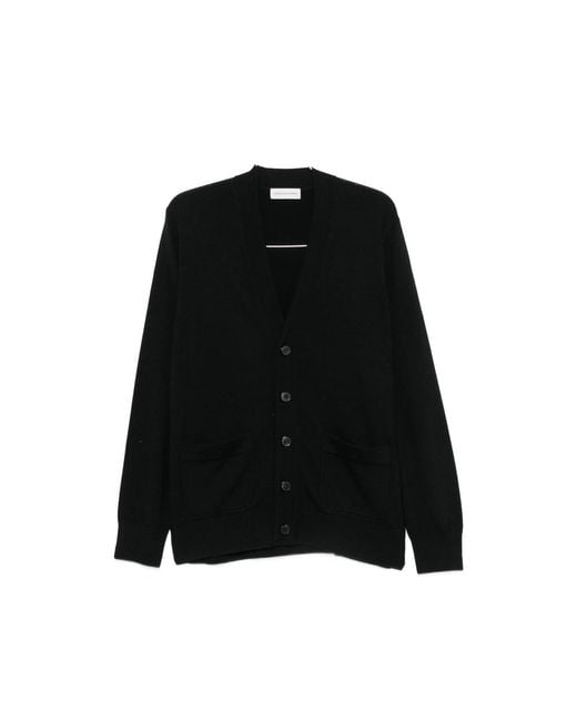 Dries Van Noten Black V-Neck Patch-Pocket Cardigan for men