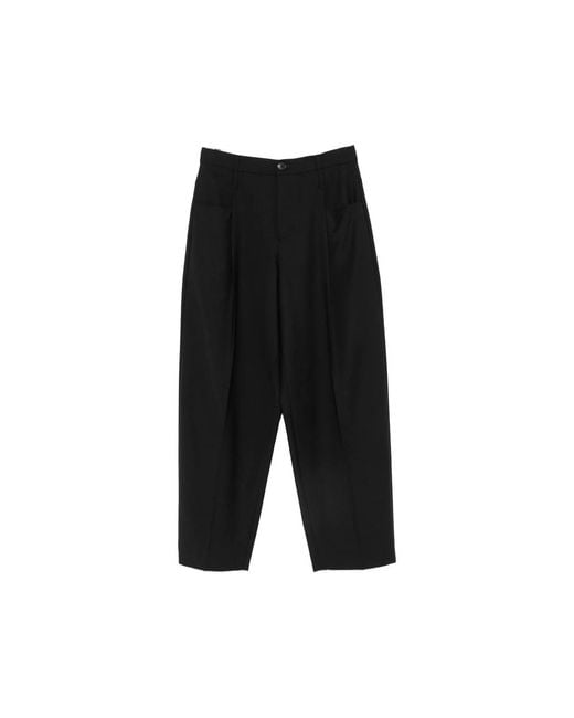 Tela Black Pleated-Detail Cropped Trousers