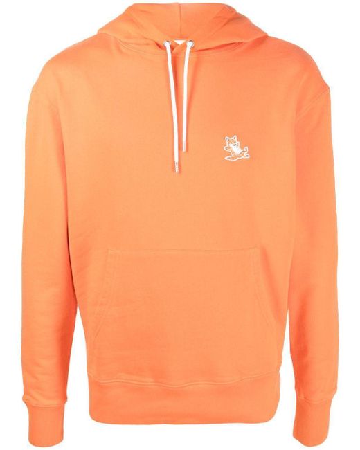 Maison Kitsuné Orange Appliqué-Logo Cotton Hoodie for men