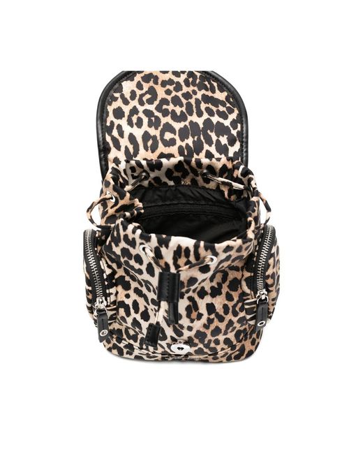 Ganni Black Mini Leopard-Print Backpack