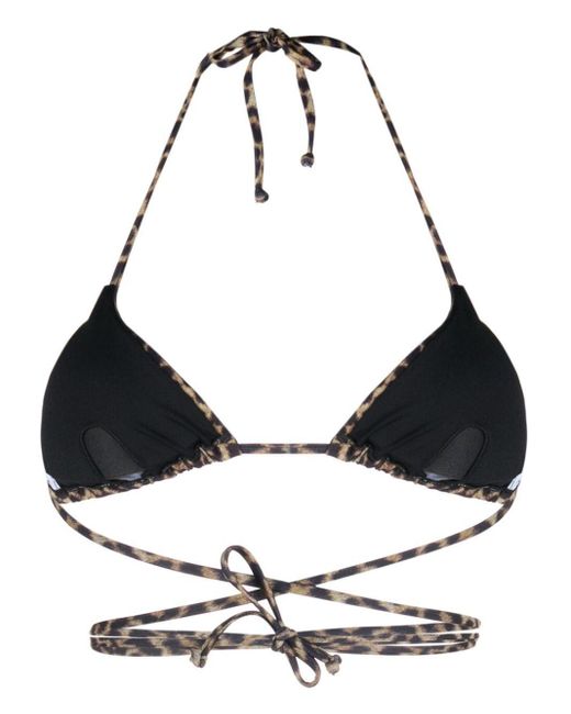 MATINEÉ Black Strappy Leopard-Print Bikini Top