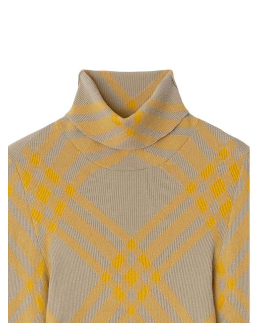 Burberry Yellow Checked Wool-Blend Jumper for men